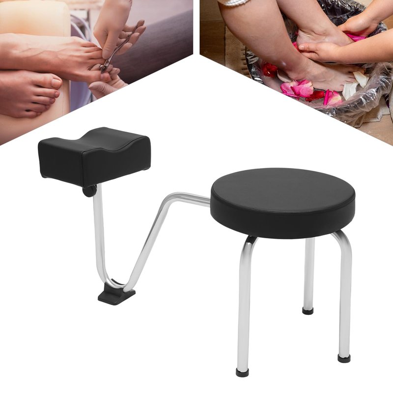 Dsmsseym Portable Pedicure Foot Rest Stool, Adjustable Height, Black, for Spa, Beauty Salon, Studio