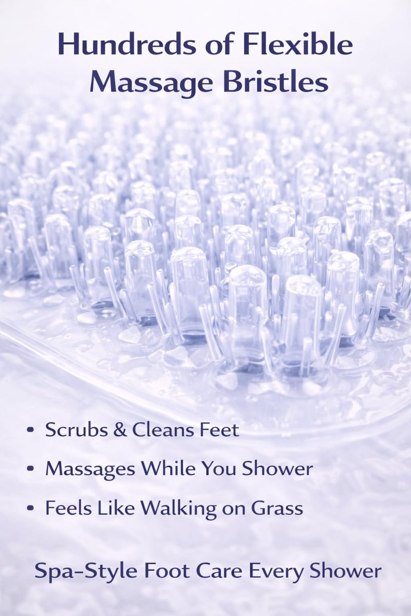 Grass Textured Spa Quality Foot Scrubber Bath Mat Bathroom Tub & Bath Mat Anti-Slip 24.5" x 13.5" Clear