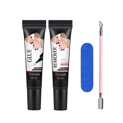 CurvLife Nail Tips Semi Solid Nail Glue 2g (5pcs) - Super Strong, Soft Glue Gel Quick Drying Adhesive for Press On Nails, No UV Light Needed