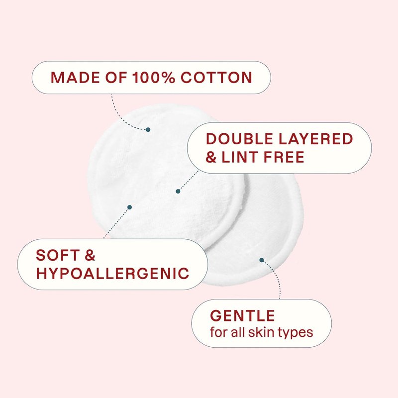 HADADER Cotton Rounds (300 Count) Makeup Remover Pads, Hypoallergenic, Lint-Free | 100% Pure Cotton