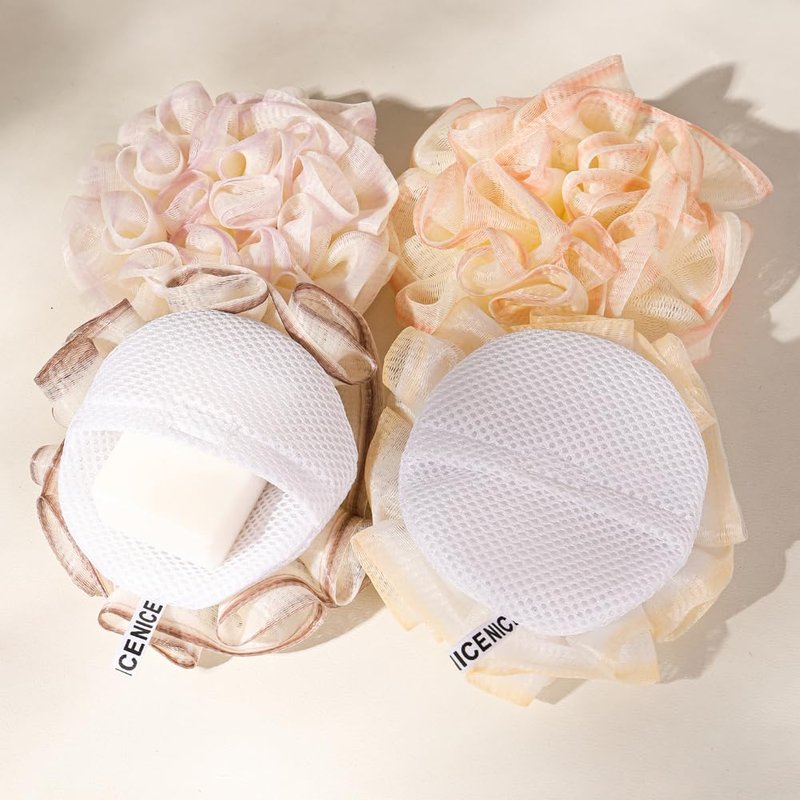 Washcloth Loofah Combo 2-in-1 Soap Bags, Soap Savers and Bar Soap Pouch for Deep Exfoliating Body Scrubber and Mesh Shower Sponge