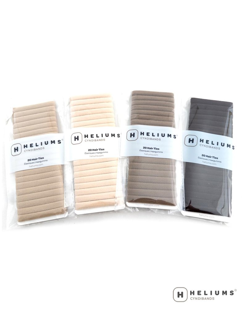 Heliums Soft Hair Ties - No Damage Seamless Nylon Fabric Bands for All Hair Types | 1.5 Inch, Black, 20 Pack