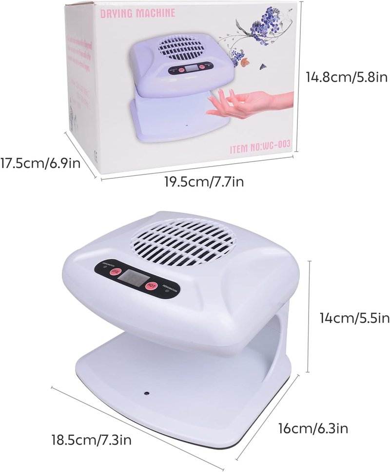 Gegong Air Nail Dryer - 300W Automatic Sensor Fan for Hands & Feet | Warm & Cool Wind, Light Blue