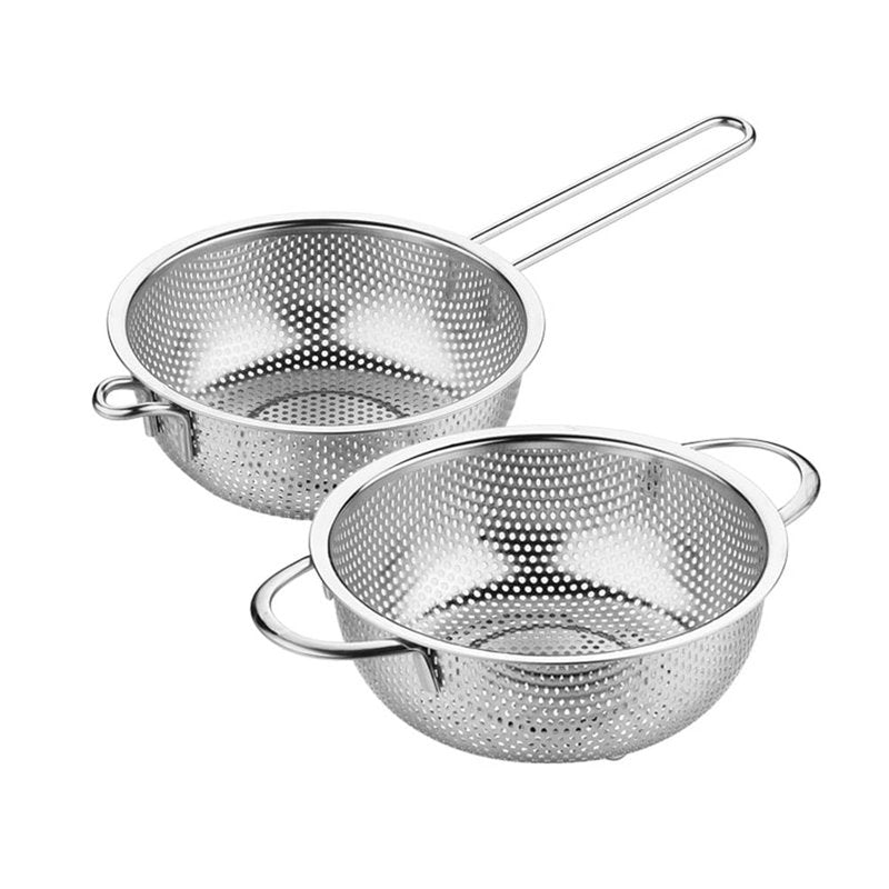 Colander Basket Single Handle Kitchen Strainer Fried Food Vegetables Fruits Fine Mesh Filter Cooking Rinsing