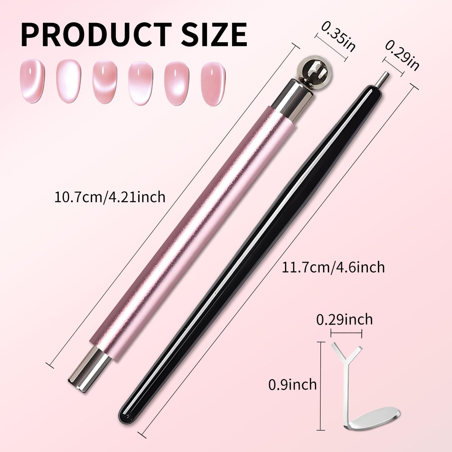 uadbau 4-Piece Cat Eye Magnet Set – Black Bead-Attracting Nail Magnet Pen & Heart-Shaped Magnet for Nails, Nail Magnets for Nail Art, Cat Eye Magnet for Nail Art, Perfect for Home DIY, Nail Art Design