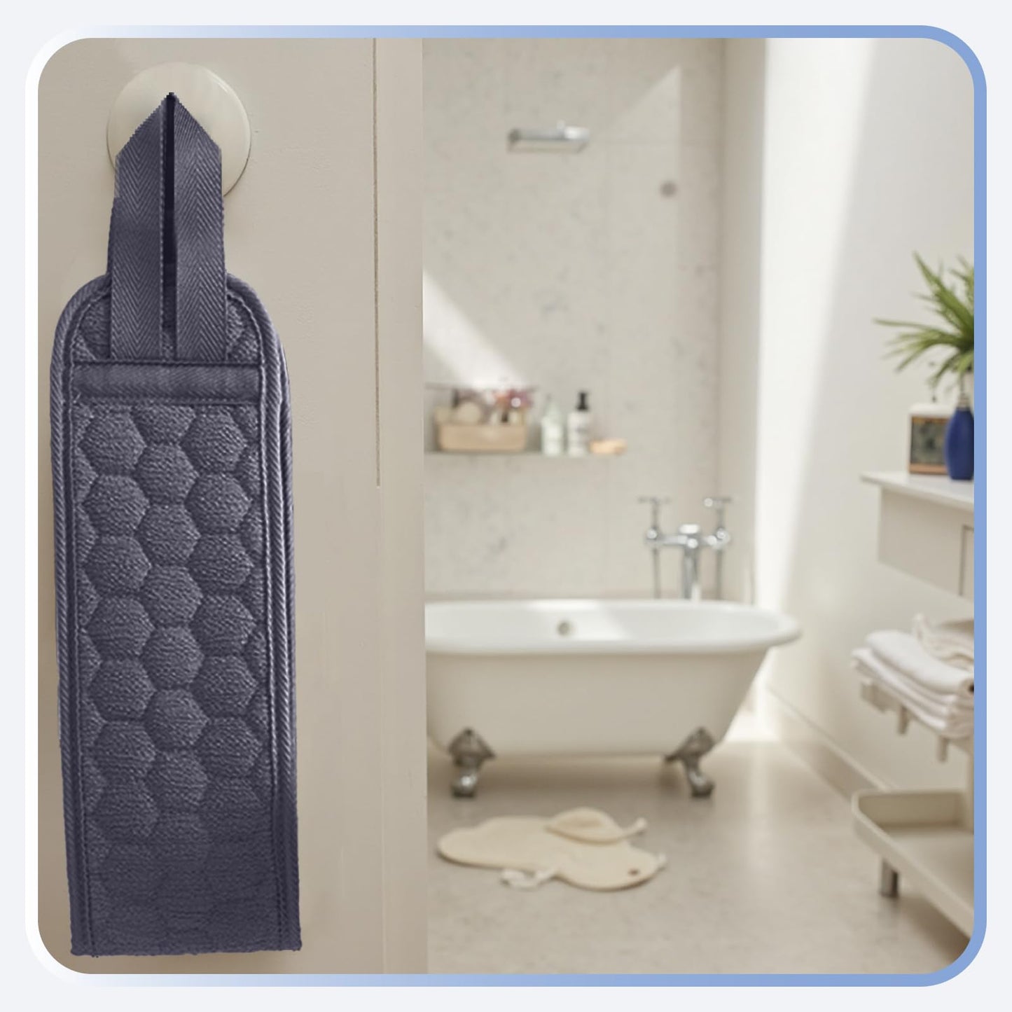 XNXA Back Scrubber for Shower with Handles, 40 Inch Extra Long Double-Sided Exfoliating Bath Strap, Textured Body Washer with Extended Reach for Deep Cleaning (Grey)