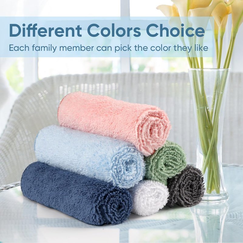HOMEXCEL Microfiber Washcloths 24 Pack, Highly Absorbent and Soft Face Towel, Multi-Purpose Wash Cloths for Bathroom, Hotel, Spa, Gym, and Kitchen, 12x12 Inch