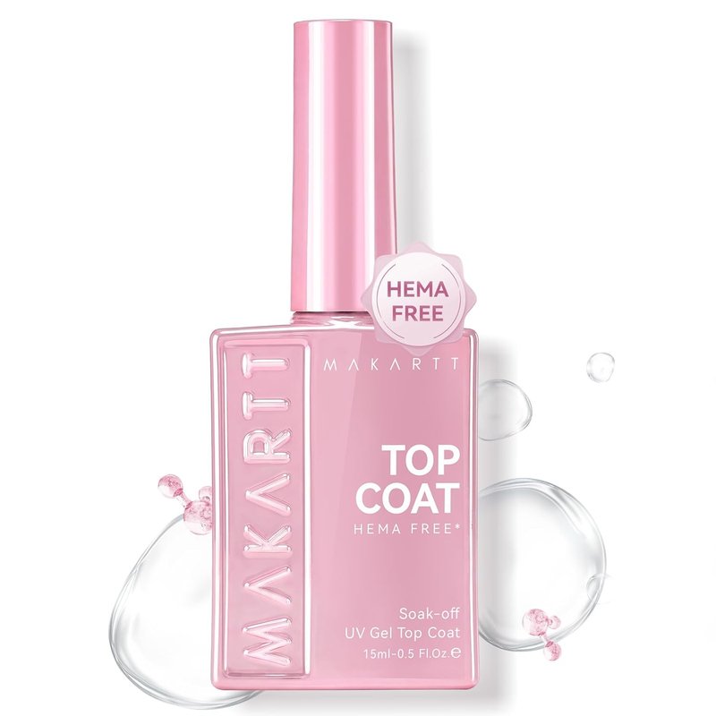 Makartt Gel Top Coat - Hema-Free No Wipe Clear Nail Polish | 15ml Long-Lasting High Gloss Finish for DIY Home Manicure