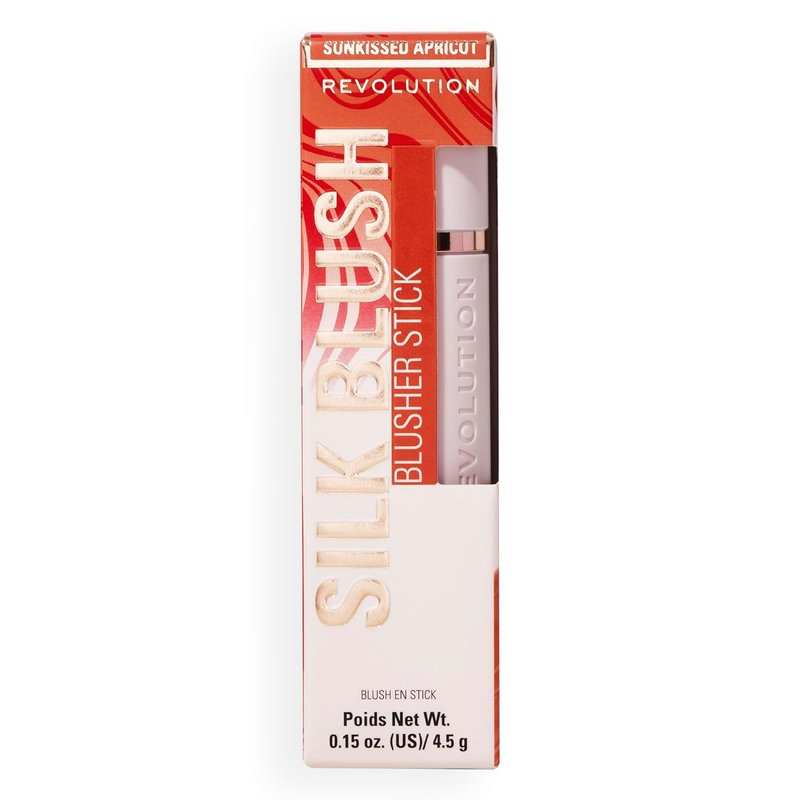 Revolution Beauty London | Skin Silk Marble Blush Stick - Buildable Cream-to-Powder Color for Cheeks, Eyes & Lips | Sunkissed Apricot, 0.15 oz