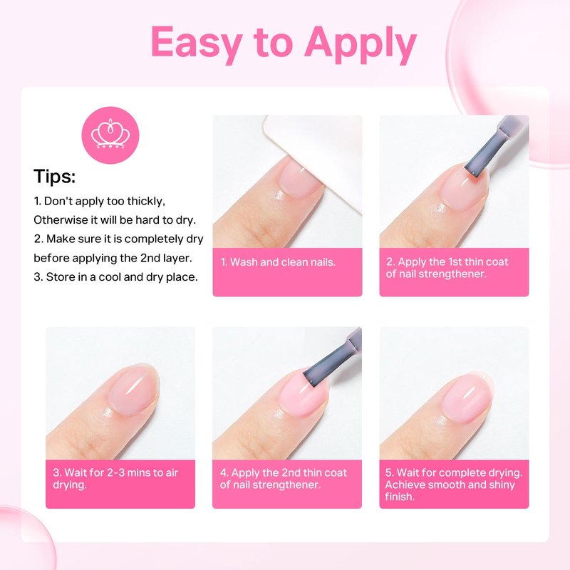 MIZHSE Nail Strengthener and Growth Nail Hardener Extra Strong and Growth, Nail Repair for Thin and Damaged Nails, Concealer Ridge Filler Foundation Polish Pink 16ML