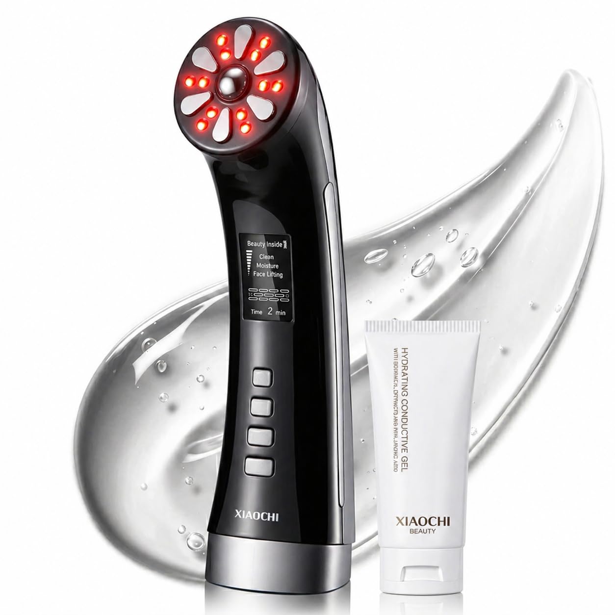 XIAOCHI 4-in-1 Facial Massager for Face & Neck, Red Light Skincare Device for Puffiness & Fine Line Care, At-Home Beauty Tool