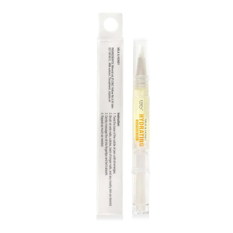 EBIN NEW YORK Cuticle Oil Pen - Hydrating Milk & Honey Infusion with Jojoba Oil & Vitamin E | Travel Size