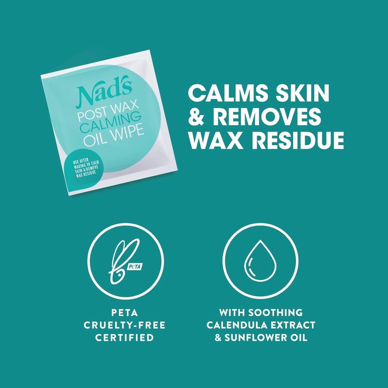 Nad's Post Wax Calming Oil Wipes - Soothing After Wax Remover, 20 Wipes Refill Pack