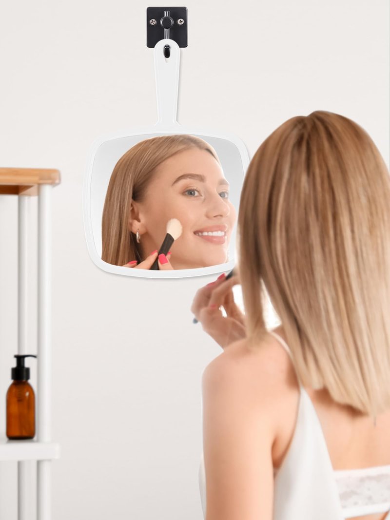 BEFUI Extra Large Handheld Mirror,Hand Salon Mirror with Handle for Barbers, Hairdressing (White,12.4" Lx 9" W)