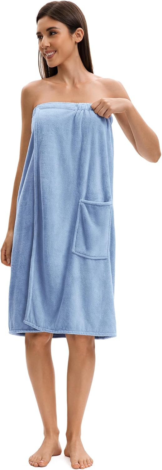 Towel Wrap for Women - Plush Bath Robe with Pockets | Spa & Sauna Use