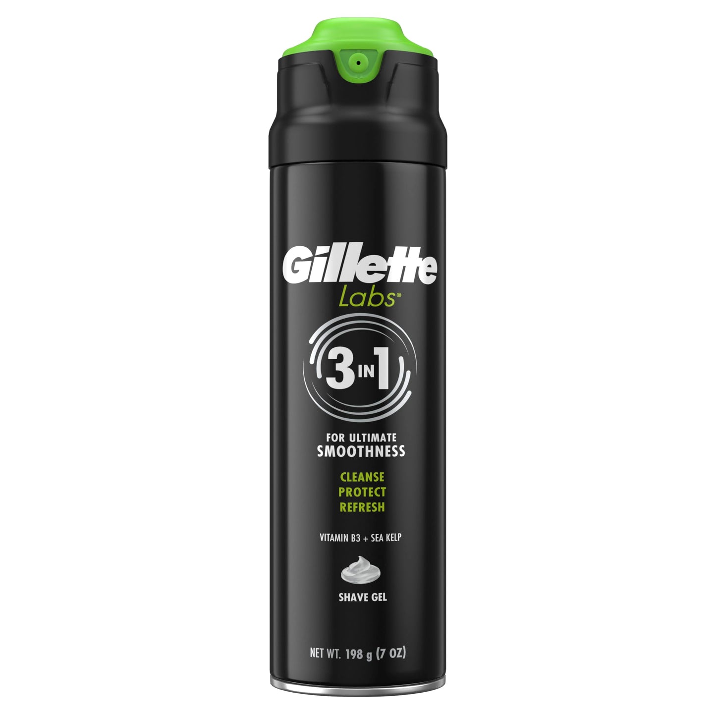 Gillette Labs Rapid Foaming Shaving Gel for Men, Alcohol, Dye and Paraben-Free with Vitamin B3 and Sea Kelp, Cools and Soothes Skin, 7 OZ