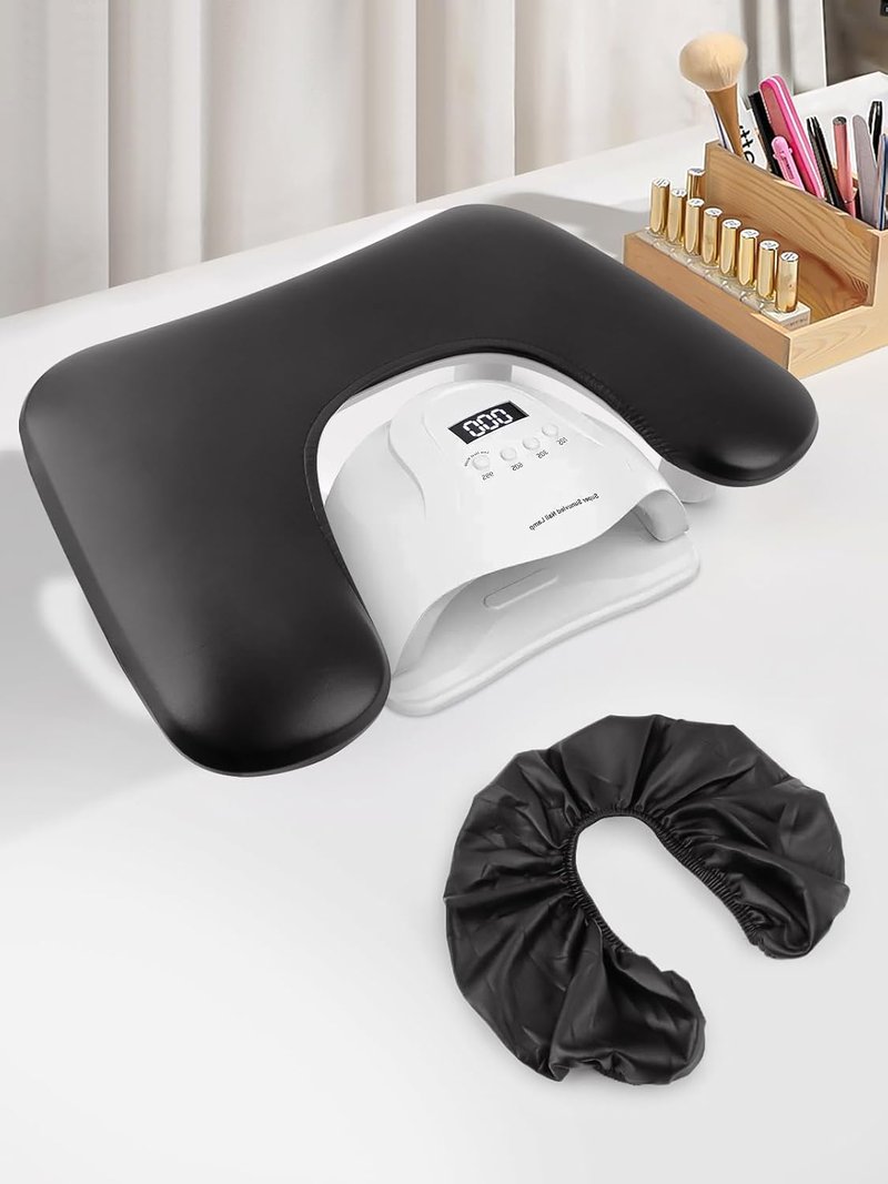 Nail Arm Rest Covers - Set of 2 Premium PU Leather Protectors | Waterproof Black for U-Shaped Manicure