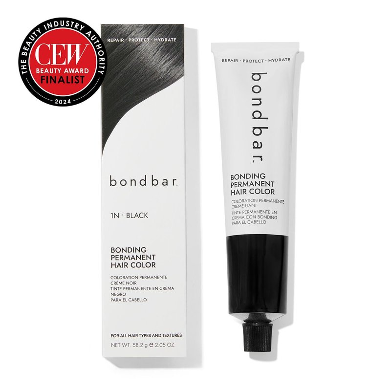 Bondbar 1N Black Permanent Creme Hair Color - Vegan Hair Dye with Built-In Bonding, 2.05 Oz