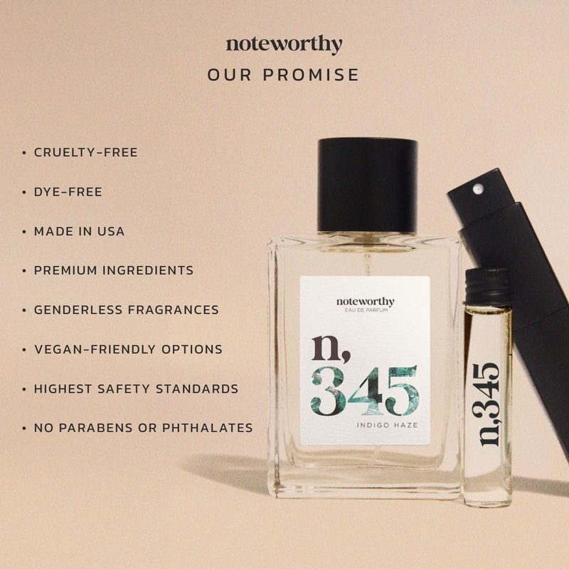 Noteworthy n,345 Indigo Haze Eau De Parfum – Blood Orange, Lavender, Patchouli | Sophisticated, Warm Fragrance for Any Occasion | Long-lasting Unisex Perfume for Women & Men (100ml)
