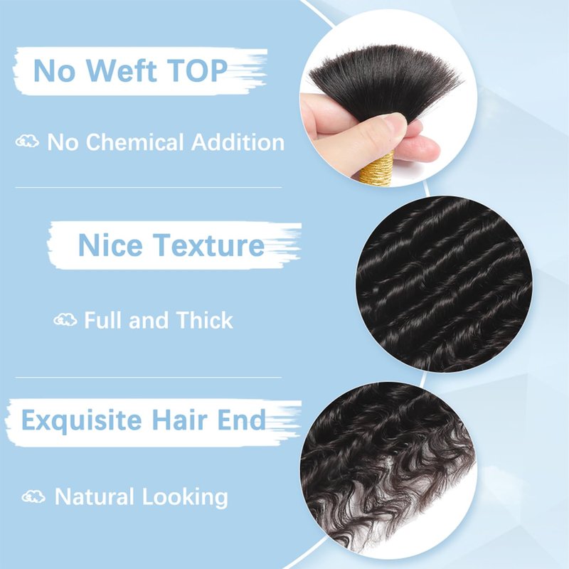 Boho Braiding Hair - 150g 20 Inch Curly Deep Wave Bundles | Natural Color 12A Quality