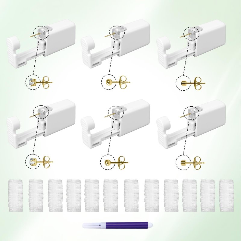 Hauojaus Ear Piercing Kit,Disposable Ear Piercing Gun with Preloaded Ear Stud 3mm,Gold Ear Piercing Gun Kit,at Home Self Piercing Kit with Safe backs for Your Own Use,Easy and Safe,for Women