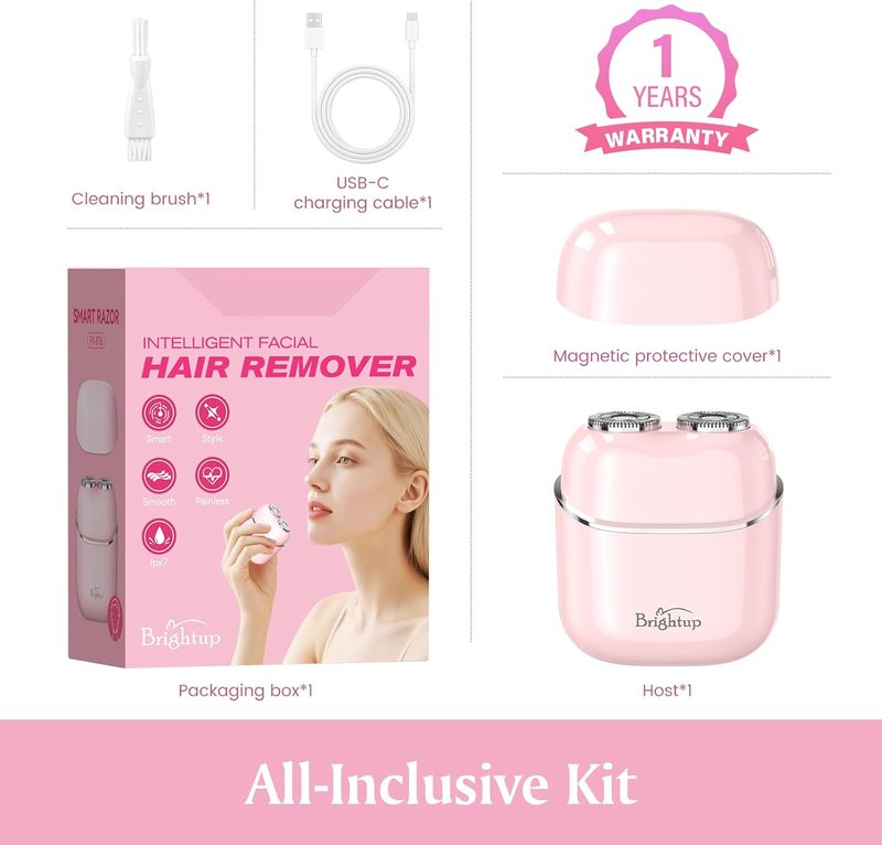 Facial Hair Removal for Women - Painless Electric Face Shaver for Sensitive Skin | USB-C Rechargeable, IPX7 Portable