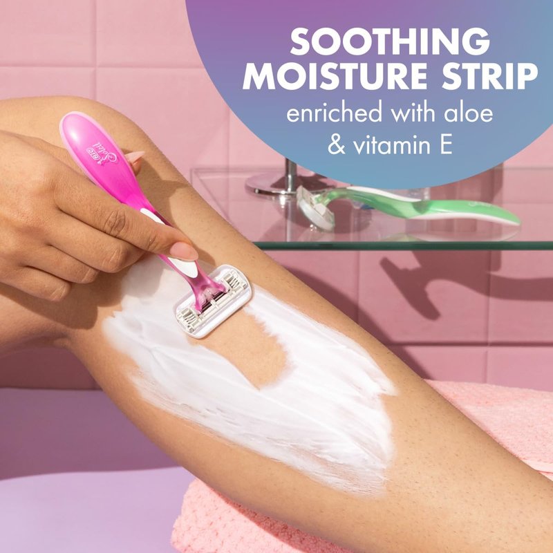 BIC Soleil 3 Sensitive Women's Disposable 3-Blade Razors, Comfort Shield and Moisture Strip, 5-Pack