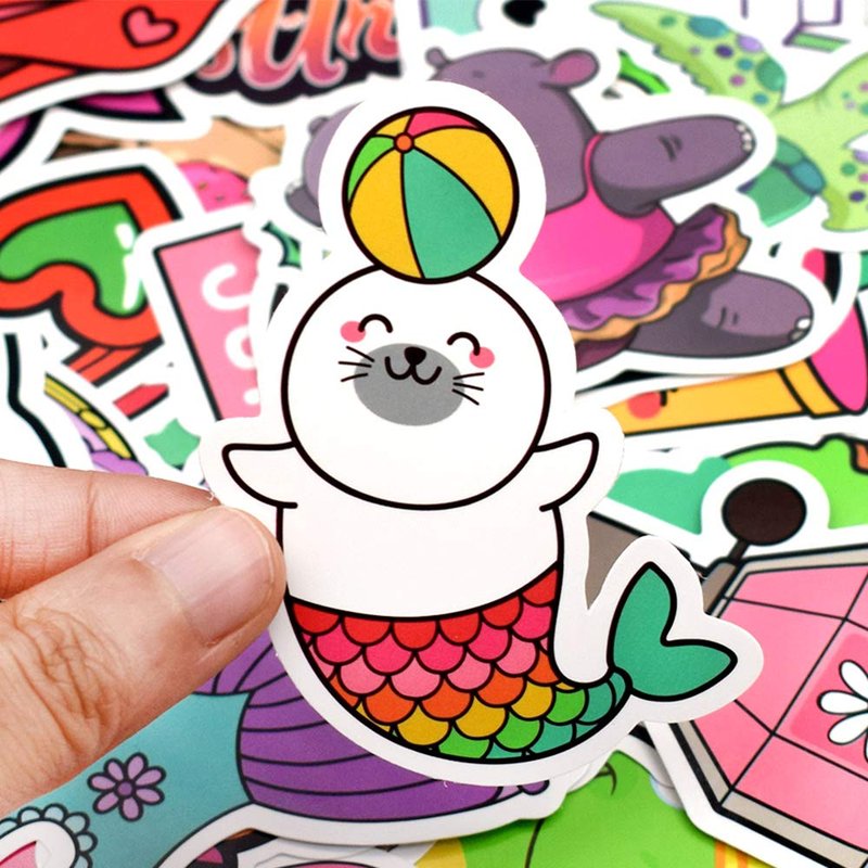 QTL Cute Stickers for Teen Girls, Waterproof Vinyl Stickers, Party Favors and Birthday Gifts, Laptop and Water Bottle, 50PCS
