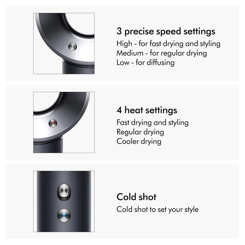 Dyson Supersonic Origin Hair Dryer, No Heat Damage, Styling Concentrator, Precision Styling Blow Dryer (Black/Nickel)