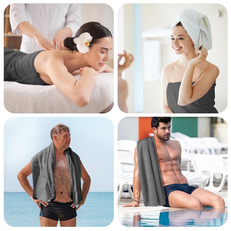 HOMEXCEL Grey Bath Towels 2 Pack, Microfiber Bathroom Towel, Super Soft Highly Absorbent Bath Towel Set, Quick Drying Towels for Sport, Yoga, SPA, Fitness