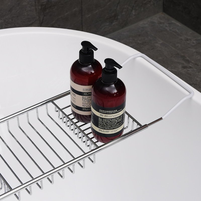 PLKO Bathtub Tray,Stainless Steel Shower Bathtub Caddy Tray with Removable Book Holder Red Wine Rack Holder, for Home Kitchen Bathroom, Sliver