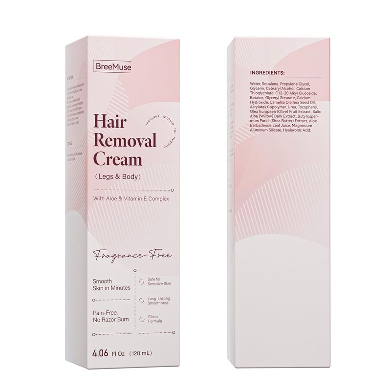 Hair Removal Cream for Women, Painless Depilatory Cream for Legs, Bikini Line & Underarms, Fast 5-10 Minute Body Hair Remover for Sensitive Skin with Moisturizing & Smoothing Formula