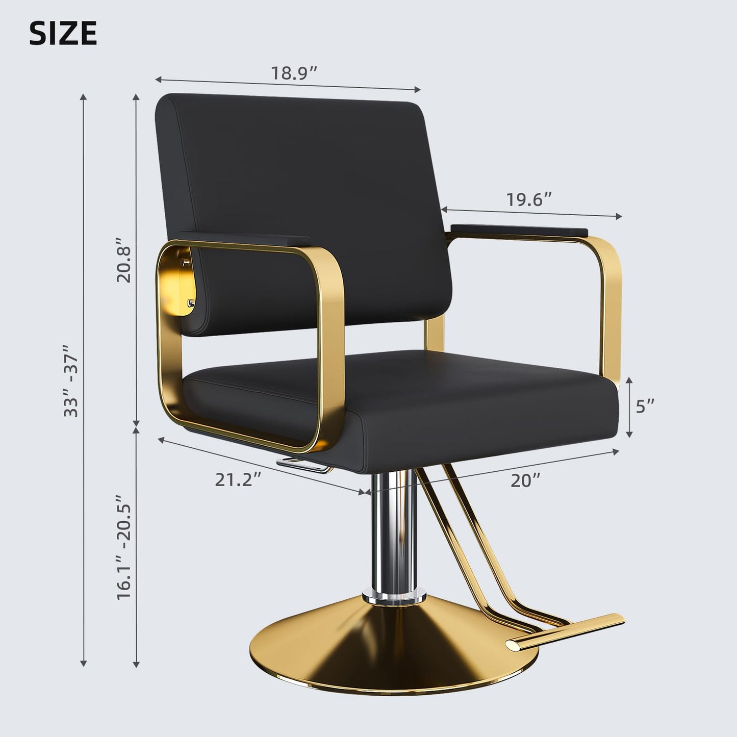 Zevemomo Barber Salon Chair for Hair Stylist, Heavy Duty Hydraulic Pump with 360° Swivel, Adjustable Height Spa Beauty Equipment for Barbershop, Home 330LBS Capacity, Black