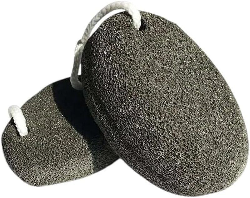 Skiennix 2-Pack Black Oval Pumice Stones - Natural Lava Callus & Corn Remover for Smooth Heels