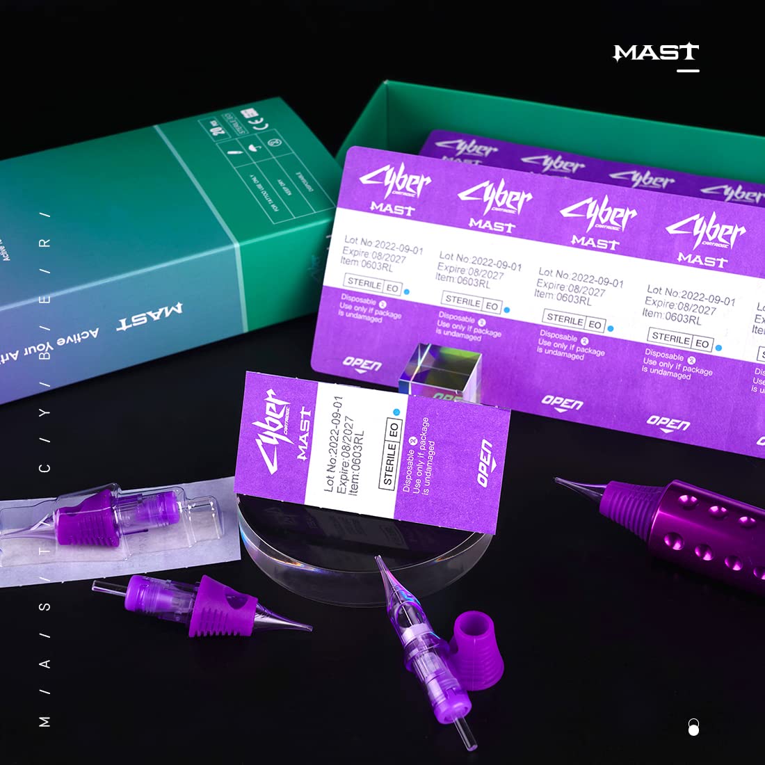 Mast Tattoo Cyber Tattoo Cartridge Needles 1003RL, 20Pcs #10 Super Bugpin 3 Round Liner Disposable Needles for Fine Line Tattoo, PMU and SMP