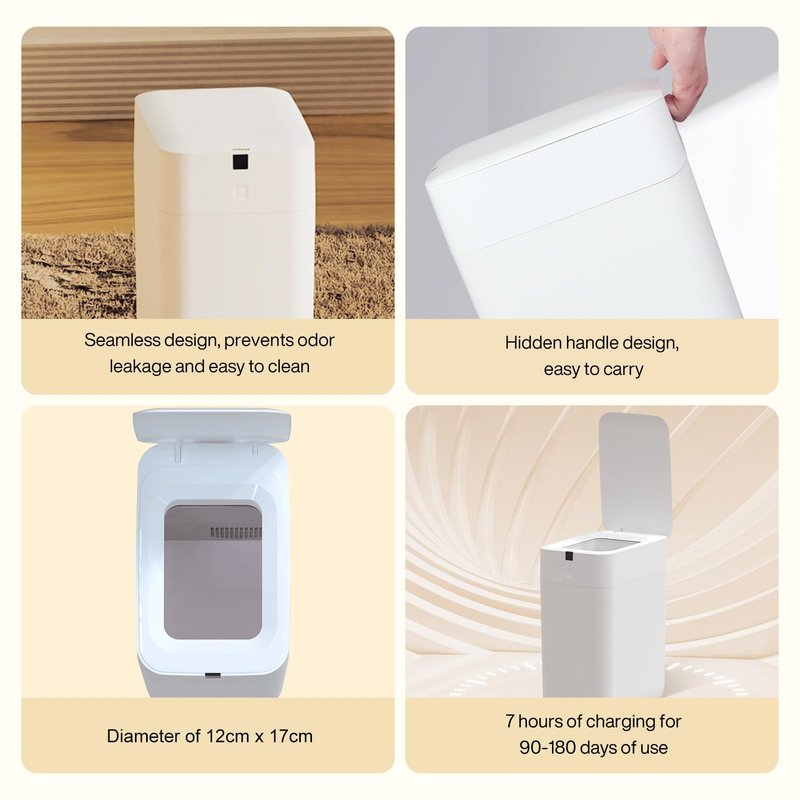 Airdeer Automatic Trash Can - 3 Gallon Touchless Motion Sensor Garbage Can | Self-Sealing & Self-Changing with 6 Refill Rings (C3, White)