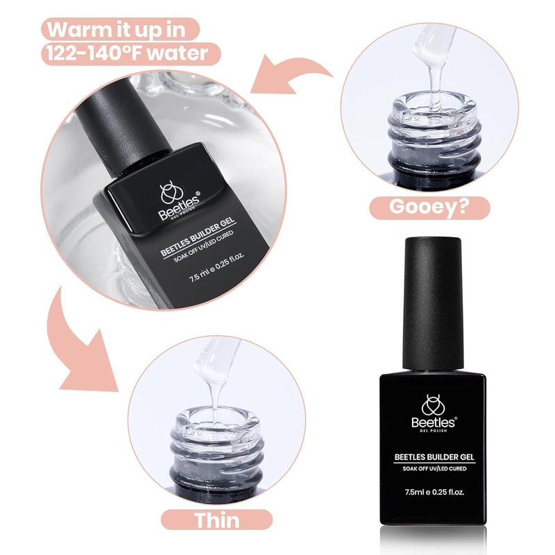 Beetles Builder Gel Set - 8-in-1 Strengthening Apex Nail Extension Kit | Silver Cat Eye Gel, UV & LED Compatible