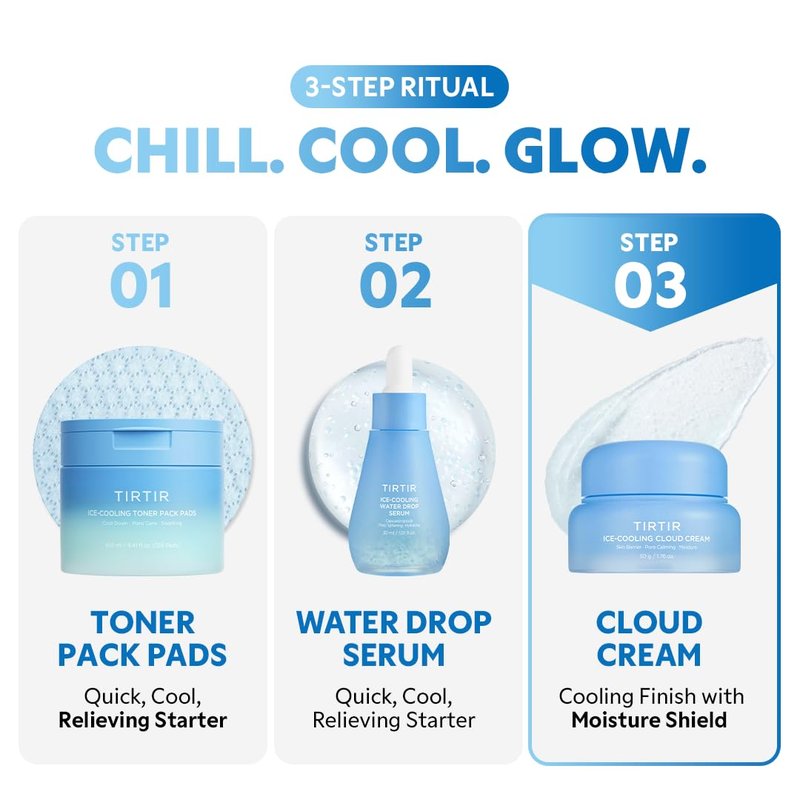 TIRTIR Ice-Cooling Cloud Cream | -4.36°C Instant Cool Down Firming Face Moisturizer for Day and Night Korean Skincare (1.76 Fl Oz)