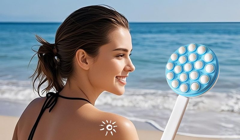 JJHREI Lotion Applicator for Back - Back Lotion Applicator for Women Men Elderly - Curved Long Handle Easy Reach Self Apply Body Cream,Sunscreen,Moisturizer