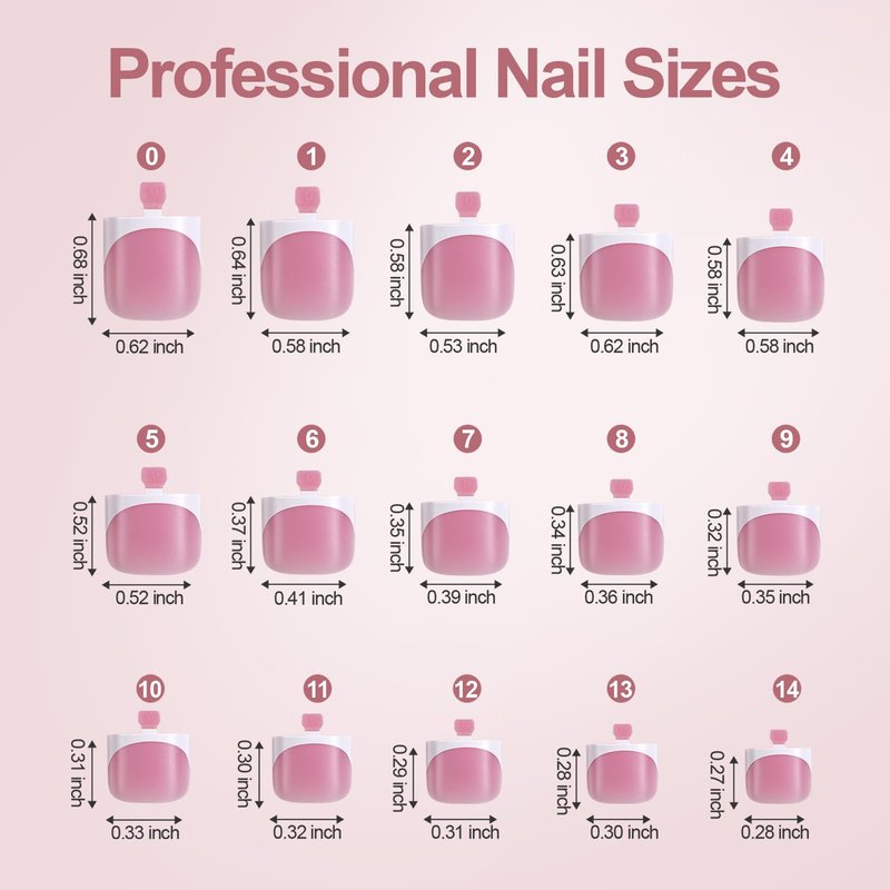 Misssix French Tip Press on Toe Nails, French Square Toe Nail Tips, Soft Gel False Toenail, Acrylic Soak off Fake Toe Nails for Women Nail Art DIY 15 Sizes