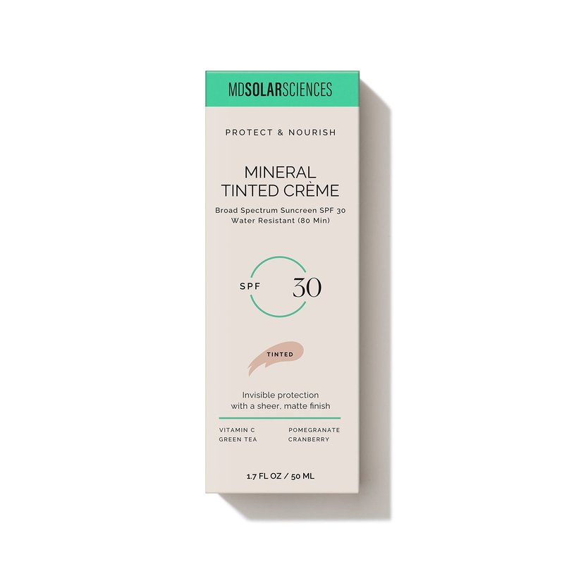 MDSolarSciences Mineral Tinted Crème Sunscreen SPF 30 | Water-Resistant, Broad Spectrum UV Protection | Blendable Micronized Zinc Oxide Cream | Natural Matte Finish for All Skin Types (1.7 Fl Oz)