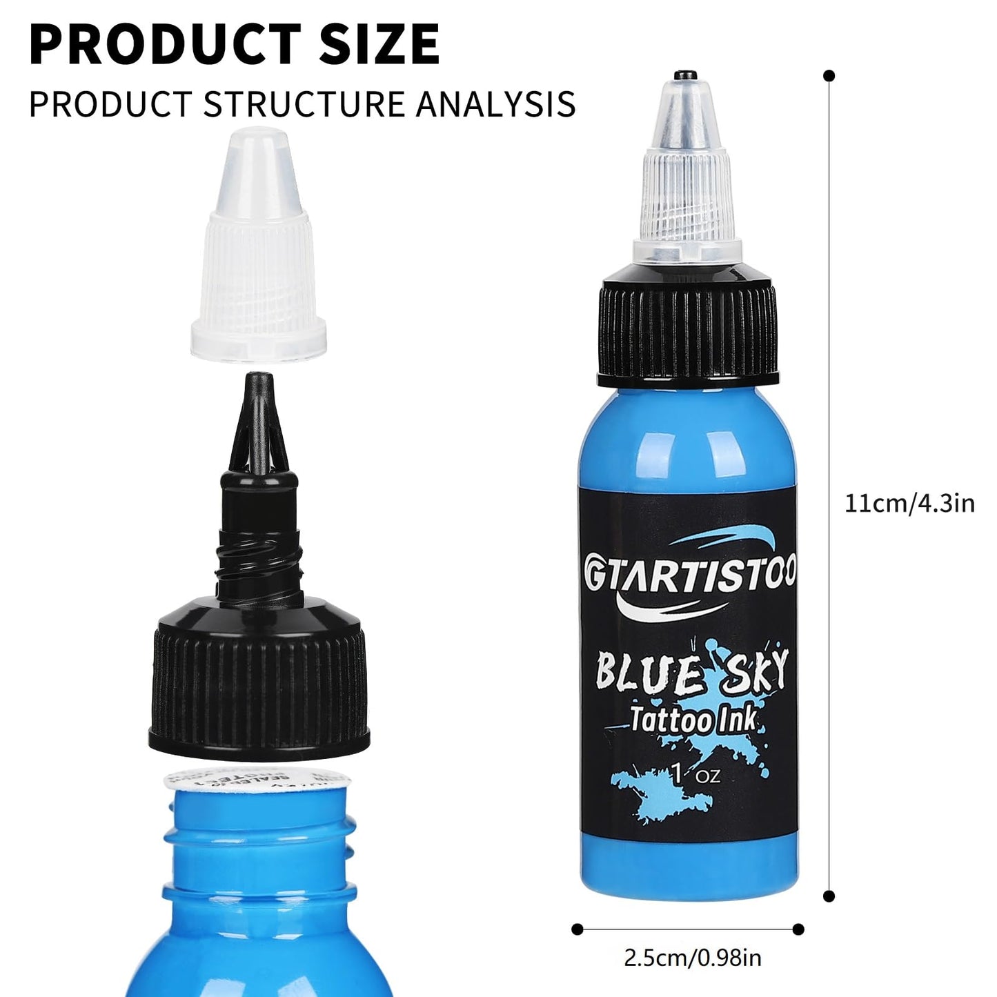 GTARTISTOO Professional Tattoo Ink Set 14 Colors 1OZ (30ml) Vegan-Friendly Pigment Tattoo Ink Supplies Ink