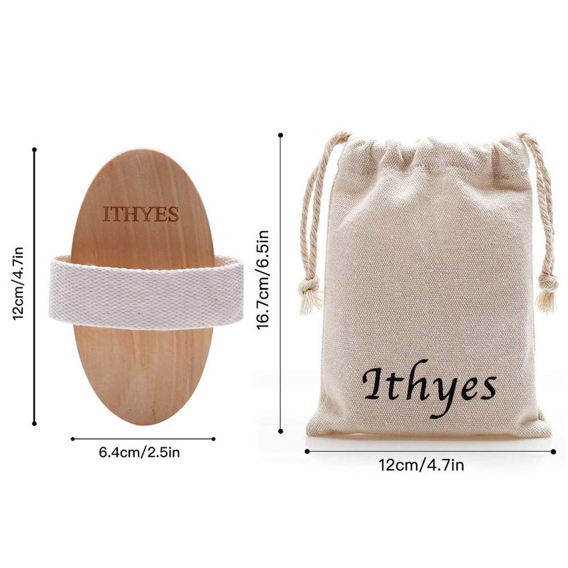 2PCS Ithyes Dry Brushing Body Brush Exfoliating Brush Natural Bristle bath Brush for Remove Dead Skin Toxins Cellulite,Improves Lymphatic Functions,Exfoliates,Stimulates Blood Circulation