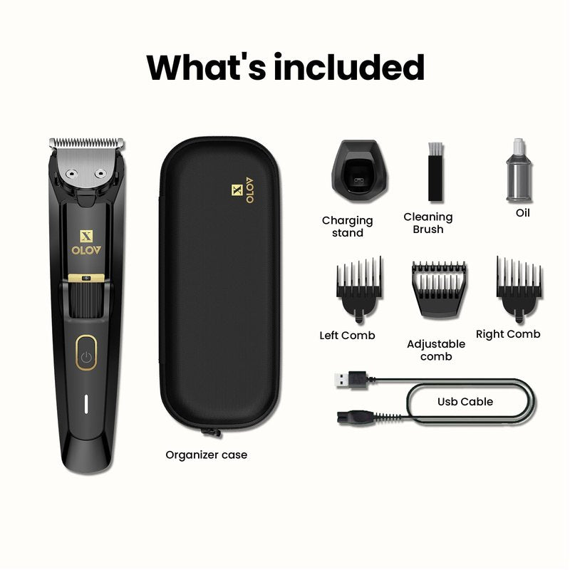 OLOV X Men's Beard Trimmer - All-in-One Trimmer with Precision Dial - Premium Facial Hair Groomer - Adjustable 20 Length Setting, USB Recharge Dock, Cordless Waterproof Wet/Dry Clipper