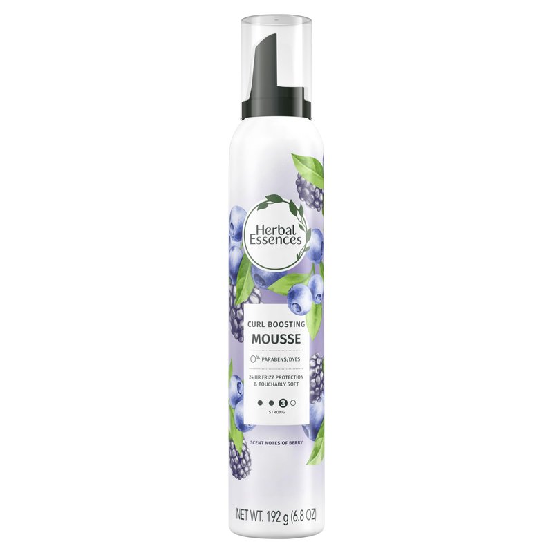 Herbal Essences Curl Boosting Mousse, Frizz Control for Curly & Wavy Hair, Long-Lasting Hold with Berry Scent, Paraben & Dye-Free, Cruelty-Free, 6.8 Fl Oz Each, 3 Pack