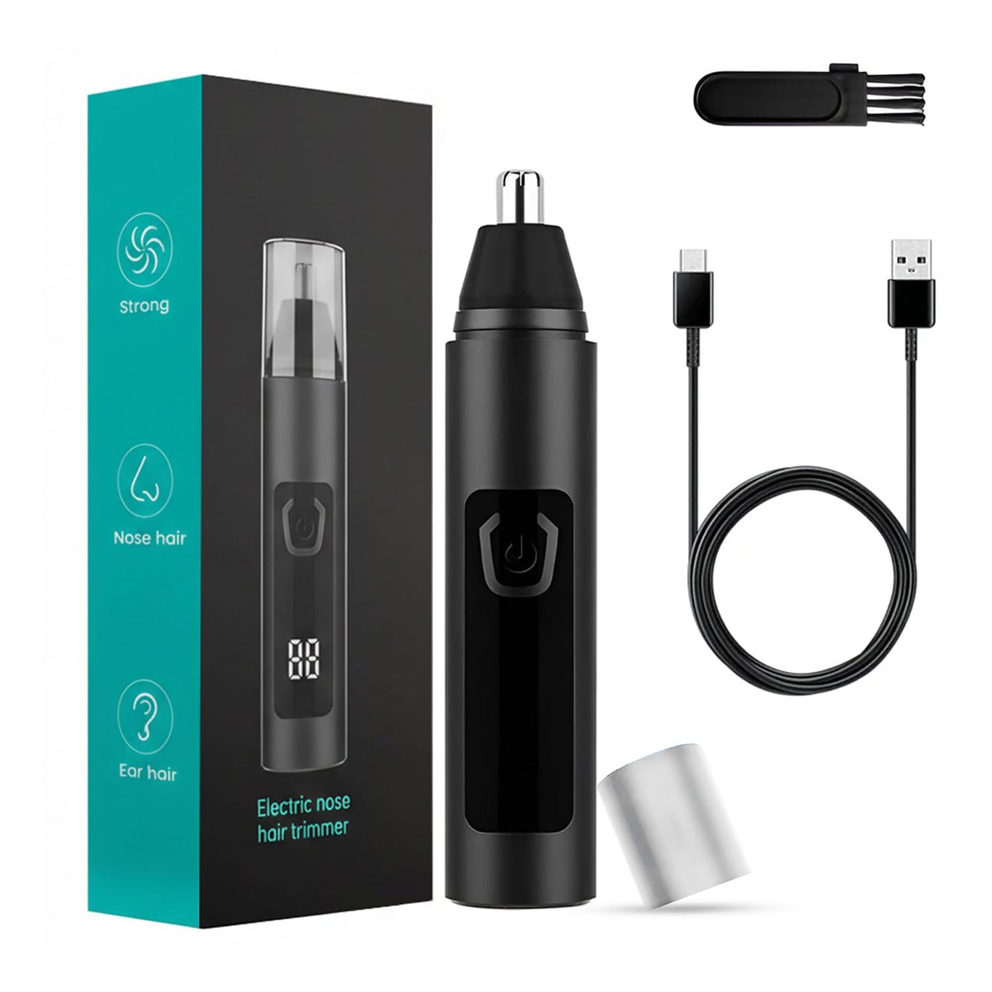 Infinity Choices Nose Hair Trimmer for Men Women - Electric Nose Hair Clipper with Replaceable Stainless Steel Blade, Powerful 6500RPM Motor, Wet/Dry Use, Portable USB Rechargeable Design | Black