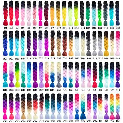 Xiaofeng Braiding Hair Extensions for Women 6 Packs 100g/Pack 24Inch High Temperature Ombre Jumbo Synthetic Braiding Hair for Twist Crochet Braids (24 Inch, mix6pcs-Alice)
