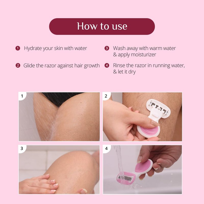 Carmesi Body Razor Mini for Women - 5-Blade Precision Shaving | Aloe Vera & Vitamin E Lubrication | Travel Case Included
