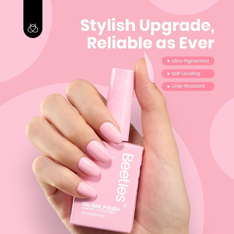 Beetles Pink Gel Polish - Fairy Floss 15ML/0.51Fl Oz, Pastel Light Pink Gel Nail Polish, Soak Off UV LED Lamp Nail Art, Long-Lasting Manicure Salon DIY Home Summer Nails