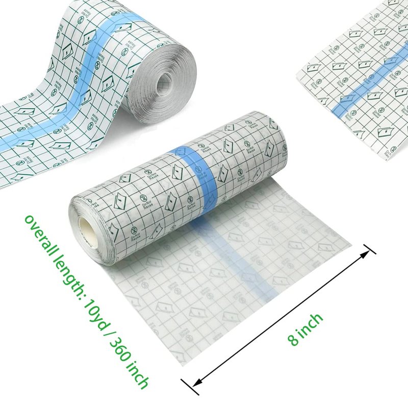 Tattoo Aftercare Bandage Roll 8" x 10 Yard - Waterproof Transparent Film for Initial Healing and Skin Repair Adhesive Tattoos Supply Wrap